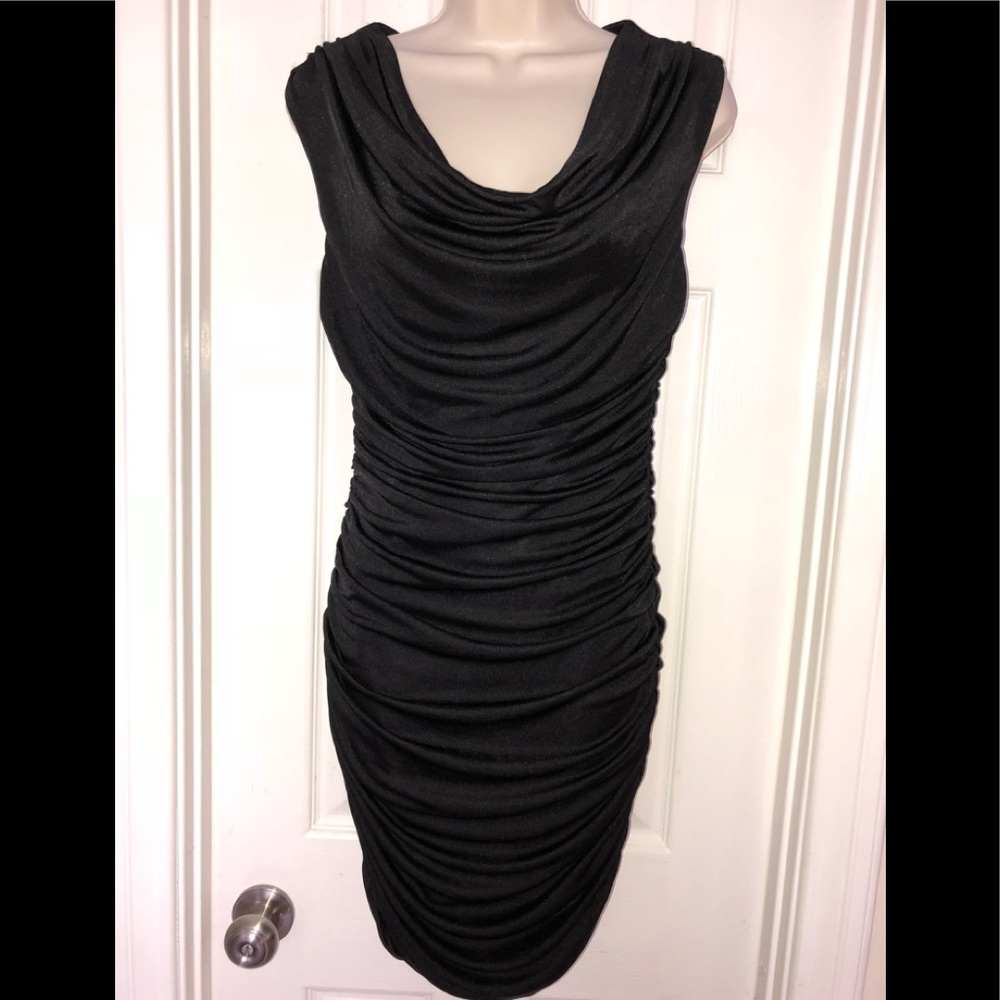 Express cowled neck black cocktail dress